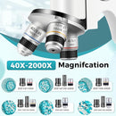 Compound Microscope for Adults & Kids - 40X-2000X High-Power Biological Microscope for Students, School Lab & Home Education, with Slides Set & Phone Adapter by TinyTreasures Baby Boutique