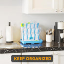 SpaceAid Baby Bottle Drying Rack with 20 Hooks, Space Saving Kitchen Bottles Rack Dryer, Vertical Baby Bottle Holder Organizer for Countertop Storage Accessories (White and Blue) by TinyTreasures Baby Boutique