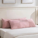 Fancy Homi Set of 2 Blush Pink Boho Long Lumbar Body Decorative Throw Pillow Cover 14x36 Inch for Bed Couch Bedroom Bench, Soft Patchwork Corduroy Textured Pillow Case, Rustic Farmhouse Room Décor by CozyNest Decor
