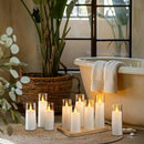 Amagic Pure White Flameless Candles, 9 Pack Battery Operated Candles with Remote and Timer, Acrylic Flickering Electric LED Candles for Wedding, Holiday Decor, D2.2''xH5''6" 7", Warm Yellow Glow by CozyNest Decor