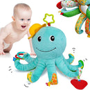 Sumobaby Infant Baby Musical Stuffed Animal Activity Soft Toys, Baby Teething Toys with Multi-Sensory Crinkle, Rattle and Mirror, for Tummy Time Newborn 0-3-6-12 Months Boys, Girls, Octopus, Blue by TinyTreasures Baby Boutique