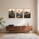 Celestdeco Large Boho Mountain Framed Canvas Wall Art Set, Brown Ridge Landscape Wall Decor, Pine Tree Scenery Wall Painting, Abstract Wilderness Art Print for Living Room, Bedroom, Office - 24"X36"X3 by CozyNest Decor