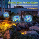 VCUTEKA Solar Outdoor Lights Garden Decor Mosaic Solar Garden Lights Waterproof Glass Ball LED Pathway Stake Light for Landscape Lawn Patio Yard Decoration 6 inch, Blue by CozyNest Decor