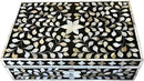 Decorative Wooden Storage Box with Mother of Pearl Inlay – Elegant Floral Design – Perfect for Home Décor in Living Room, Dining Area, or Bedroom (Black, 12x8x5 inches) by CozyNest Decor