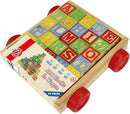 Wooden ABC Blocks with Pull Wagon, 30 Pieces, Educational Alphabet Learning Toy for Toddlers by TinyTreasures Baby Boutique