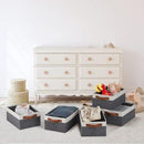 GhvyenntteS Small Fabric Storage Bins 12 Pack, Storage Basket with Leather Handles, Closet Storage Bins for Shelves, Storage Baskets for Shelves, Home, Office (Grey/White, 11.8" x 7.87" x 5.11") by CozyNest Decor