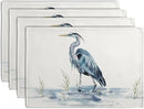 Coastal Placemats Set of 4 Summer Ocean Heron Place Mats 12x18 Inch Nautical Beach Sea Bird Pelican Table Mat Heat Resistant Non Slip Washable Linen Fabric Kitchen Dining Placemat by CozyNest Decor