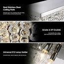 Siljoy Modern Crystal Chandelier 8-Lights Rectangular Flush Mount Pendant Ceiling Light Fixture Rectangle K9 Crystal Raindrop Chandelier for Dining Living Room Kitchen Island L40'' x W10'' x H10' by CozyNest Decor