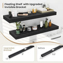 Heimlove 12 Inch Deep Floating Shelves, 48 x 12 inches Long Wall Shelf, Large Display Shelf & Storage Shelf, Rustic Wood Wall Shelves for Fireplace Mantel, Set of 2(Black)