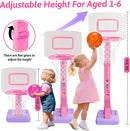 Toddler Pink Basketball Hoop Indoor Outdoor Age 1-3, Adjustable Kids Basketball Hoop with 3 Balls Backyard Outside Girls Basketball Goal Sport Toys for 1 2 3 4 Year Old Baby Girl Birthday Gifts by TinyTreasures Baby Boutique
