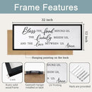 Bless the Food Before Us, the Family Beside Us, and the Love between us Framed Wall Art for Christian God Jesus Christ Prayer, 32''×12'' Positive Holy Religious Rustic Bible Verse for Dining Room by CozyNest Decor