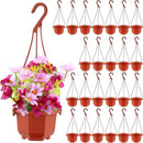 Roshtia 24 Pcs Hanging Plastic Planter Pot with Hook Flower Pots Baskets Hanging Nursery Planter Holder for Outdoor Indoor Plant Garden(Brown,3.7 Inch) by GreenHaven Gardens