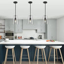 Black Big Pendant Lights Kitchen Island - Clear Glass Pendant Light Fixture Multiple Stems Rods 3 Units 12 Inch 3 Units 4 Inch (2 Pack Black Downrod Pendant with 7.5in W 9.5in H Shade) by CozyNest Decor