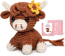Mewaii Crochet Kit for Beginners Level 3 with 40% Extra Eco-Friendly Pre-Started Easy Yarn, Step-by-Step Video Tutorials for Adults and Kids (Highland Cow) by TinyTreasures Baby Boutique