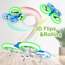 Dwi Dowellin 4.9 Inch Mini Drone for Kids LED Night Lights One Key Take Off Landing Flips RC Remote Control Small Flying Toys Drones for Beginners Boys and Girls Adults Nano Quadcopter, Blue by TinyTreasures Baby Boutique
