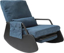 Rocking Chair for Nursery, Modern Upholstered Plush Seating Glider Recliner Chair with High Backrest and Side Pocket, Accent Armchair with Cushions for Living Room/Reading (Blue) by TinyTreasures Baby Boutique