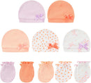 Baby Hat and Mittens Set Cotton Newborn Baby Hats Caps for Boys and Girls, 0-6 Months by TinyTreasures Baby Boutique