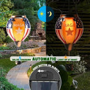 U.S Flag Hot Air Balloon Solar Lantern - MAGA Simulated Flickering Flame Stained Glass Light for Outdoor, Yard Hanging/ Waterproof IP65, Ideal 4th of July Gift for Patriot Veterans Patio Decor by GreenHaven Gardens