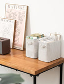 StorageWorks Narrow Storage Bins, Small Basket for Closet and Shelves, Rectangular Fabric Organizer with Handles, Toilet Paper Storage, Gray and White Stripes, 2-Pack by CozyNest Decor