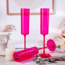 Ciaell 24 Pack Plastic Champagne Flutes - Hot Pink 6 Oz Disposable Champagne Glasses - Square Plastic Toasting Glasses for Party Birthday Anniversary Wedding by CozyNest Decor