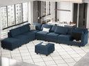 Belffin Modular Sectional Sofa with Ottomans Velvet Reversible Sleeper Sectional Sofa with Chaise Modular Sleeper Sofa Bed with Storage Seat Blue by CozyNest Decor