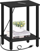 TUTOTAK End Table with Charging Station, Side Table with USB Ports and Outlets, Nightstand, 2-Tier Storage Shelf, Sofa Table for Small Space TB01BK040 by CozyNest Decor