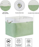 Bidtakay Baskets Fabric Closet Organizer Set of 2 Green Collapsible Storage Bins with Handles 16x12x12 in Large Decorative Tall Baskets for Shelves Nursery Baby Toys Storage Living Room Decor by TinyTreasures Baby Boutique