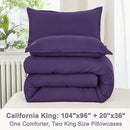 Litanika Purple Comforter Set California King Size, 3 Pieces Cal King Lightweight Solid Bedding Comforter Set, Oversized All Season Fluffy Bed Set (104x96In Comforter & 2 Pillowcases) by CozyNest Decor