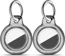 Upgrade Waterproof 2 Pack Airtags Holder with Apple Airtags Keychain, Hard PC Air Tag Case, Anti-Scratch & Shock Air tag Holder, Men's Women's Keyrings & Keychains-Clear Black+Clear Black by TinyTreasures Baby Boutique