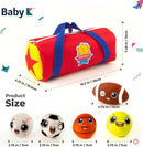 My First Sports Bag with 5 Plush Sports Balls - Rattle Ball with Sound - Sensory Toys for 1 Year Old - Toys for Toddler - Rattles Gift for 1 Year Old by TinyTreasures Baby Boutique
