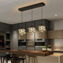 Modern Frosted White Glass Chandelier Dining Room Farmhouse Star Pendants Lights for Kitchen Island LED Ceiling Hanging Lighting Included Warm Light Bulbs Black by CozyNest Decor