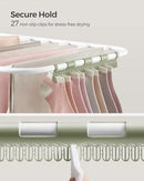 SONGMICS Clothes Drying Rack, with Sock Clips, Metal Laundry Rack, Foldable, Space-Saving, Free-Standing Airer, with 2 Height-Adjustable Gullwings, Indoor Outdoor Use, White and Green ULLR052C01 by TinyTreasures Baby Boutique