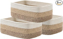 KALLAX Small Woven Basket, 12 x 8 x 4.5 Inches, Storage Basket for Organizing, Cute Small Rope Shelf Closet Cube Storage Bins Baskets for Shelves, Dog Toy Gift Baskets Empty, 3 Pack Gradient Brown by TinyTreasures Baby Boutique