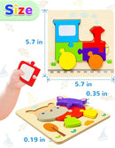 Yetonamr Wooden Toddler Puzzles Gifts Toys for 1 2 3 Years Old Boys Girls, 12 Vehicle Shape Montessori Toy Educational Blocks Kids Toys Gift Baby Learning Toy Age 1-3, 2-4 by TinyTreasures Baby Boutique