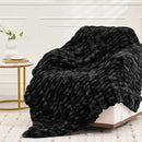 Ultra Soft Luxury Faux Fur Throw Blanket for Counch,Fuzzy Fluffy Plush Warm Cozy Elegant Wrinkled Blanket for Sofa Bedroom Living Room,（50"x60",Tie-dye Black） by CozyNest Decor