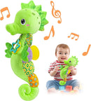 LIGHTDESIRE Baby Toys Musical Seahorse,Infant Stuffed Animal Toys with Crinkle and Rattles,Soft Sensory Toys with Textures for Tummy Time Newborn Boys Girls 0 3 6 12 Months(Green) by TinyTreasures Baby Boutique