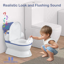 2-in-1 Toddler Potty Training Toilet - Larger Potty Chair & Detachable Training Seat for Boys & Girls Ages 1-3 with Flushing Sound, Wipes Storage, Toilet Paper Holder - Blue by TinyTreasures Baby Boutique