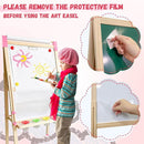 Easel for Kids,Adjustable Wooden Art Easel for Kids,119+ Art Supplies,Double Sided Magnetic Chalkboard and White Board Whit Storage Basket,Drawing and Painting for Aged 2-4,5-7,8-12,2 Paper Rolls by TinyTreasures Baby Boutique