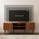 TV Stand for Living Room, Mid Century Modern Entertainment Center for 55/60/65 inch TVs, TV Console with Fluted Door Cabinets and Open Shelves, for Bedroom, Walnut by CozyNest Decor