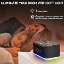 Alarm Clock Speaker Wireless Charger, Digital Alarm Clocks Bedrooms Bluetooth, Alarm Clock Dimmable Light Bedrooms Dual Alarm Snooze Dimmer 12 24H RGB Night Light Bluetooth USB AUX, Black by TinyTreasures Baby Boutique