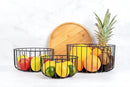 Fruit Basket for Kitchen Counter Set of 3 - Large Stackable Baskets with Bamboo Lid - Perfect Holder For Fruit and Vegetable Storage - Keep Your Countertop Classy, Tidy and Slightly Fruity! by CozyNest Decor