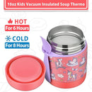 10oz Soup Thermo for Hot Food Kids,Lunch Thermo Kids Food Jar with Spoon Hot Insulated Food Containers,Leak Proof Stainless Steel Wide Mouth Lunch Food Thermo Jar for School(Pink-Unique Horse) by TinyTreasures Baby Boutique
