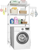 Ulif U8 Laundry Room Storage Organizer, Over The Washer and Dryer Storage Shelves for Laundry Organization, 35”W x 17.3”D x 76.2”H, Suit Washing Machine Width Within 32.6”, Hold 304 lb, White by CozyNest Decor