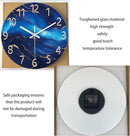 Small Wall Clocks Battery Operated 12 Inch Blue Marble Wall Clock for Kitchen Glass Analog Silent Wall Clock Non Ticking by CozyNest Decor
