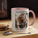 Personalized Coffee Cup with Photo, Logo or Text - Custom Both Sides Printed Mug for Him & Her - Unique Customized Gifts with Names - White/Blue by TinyTreasures Baby Boutique