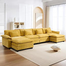 URRED Modular Sectional Sofa Comfy Cloud Couch, Modern Chenille Sofa Sleeper Deep Seat Couches with Ottoman/Pillows for Living Room (Yellow, 154'' - U Shape) by CozyNest Decor