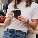 16 OZ Stoneware Coffee Mug Set of 6, Black Ceramic Mug with Different Color Inside, Colorful Porcelain Mug with Handle for Latte Espresso Cappuccino by CozyNest Decor