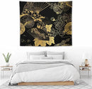 HZOHNAGO Japanese Tapestry Gold Flowers Umbrella Fan Pattern Printed Wall Tapestry Painting Wall Hanging for Bedroom Living Room Dorm 60" W x 50" H by CozyNest Decor