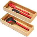 Umilife Bamboo Kitchen Utensils Organizer, Extra Long High Silverware Drawer Holder, Flatware Cutlery Storage Box, Multi-Use Drawer Divider in Office, Bathroom, Pantry - 17"x6"x2.5" (Set of 2) by CozyNest Decor