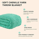L'AGRATY Chunky Knit Blanket Throw: 50''x60'' Chenille Chunky Knitted Throw Blanket for Bed Couch - Handmade Thick Big Cable Knit Blanket - Large Crochet Rope Blanket for Home Decor(Aqua) by CozyNest Decor